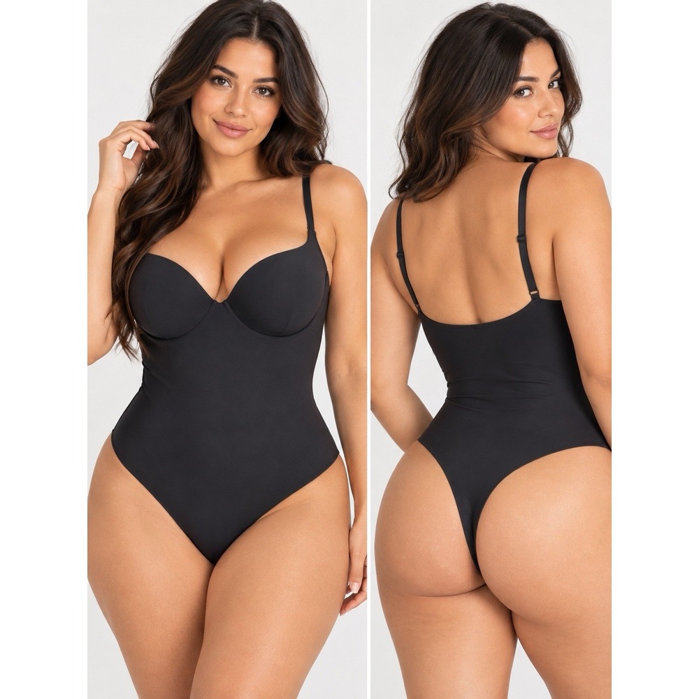 SKIMS Body Plunge Thong Bodysuit Medium Onyx Black NEW